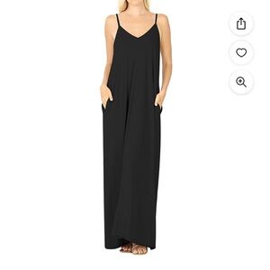 Zenana Women’s V-Neck Draped Cami Long Maxi Dress with side pockets